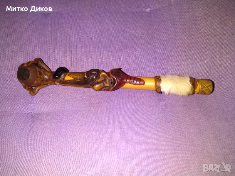 Дървена лула ръчна изработка 203мм като нова, снимка 1