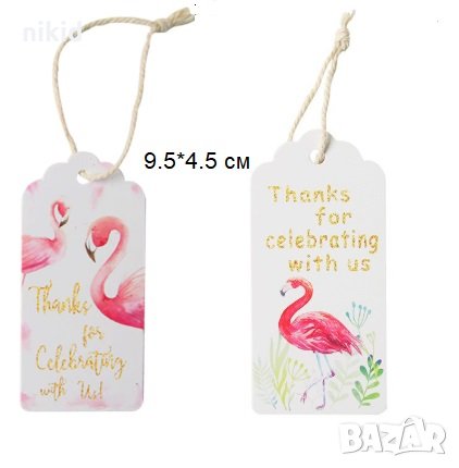 10 Фламинго Тагове табелки етикети картонени за подаръци ръчна изработка и др украса декор сувенири, снимка 1