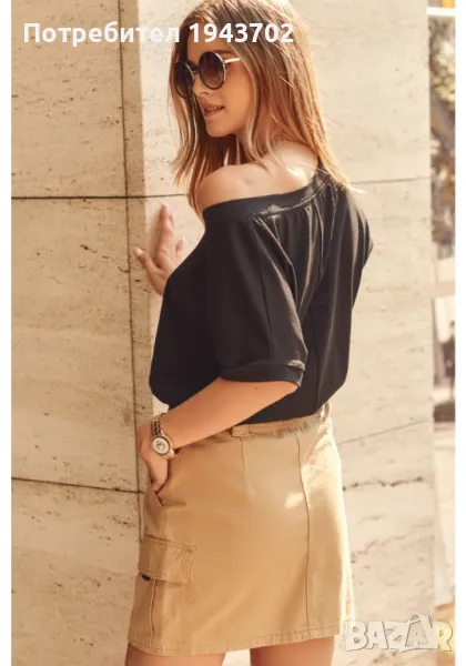 Дънкова дамска пола в цвят камел 6727, снимка 1