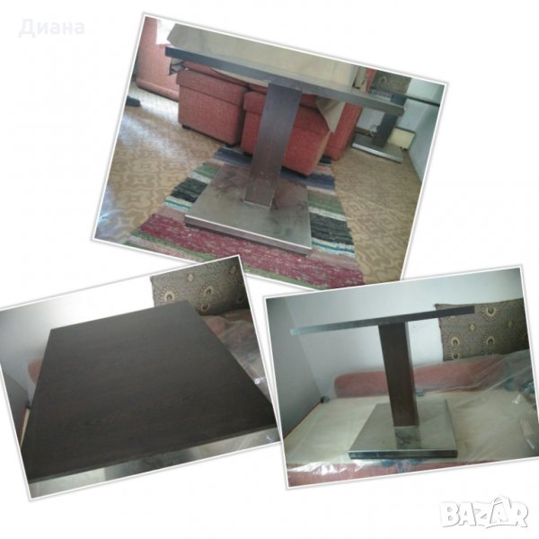 Маса с облицовка от неръждаема ламарина 50/50/50 см - 1 бр. и 1 двойна , снимка 1