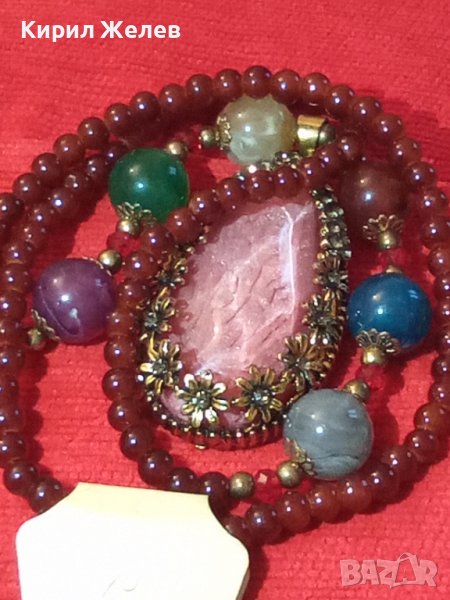 СКЪПОЦЕННО МАРКОВО НОВО МОДНО КОЛИЕ ОГЪРЛИЦА КАМЪНИ КРИСТАЛИ БРОНЗ 20593, снимка 1