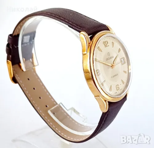 Grovana 17j - швейцарски механичен часовник с ръчно навиване , снимка 3 - Мъжки - 49411179