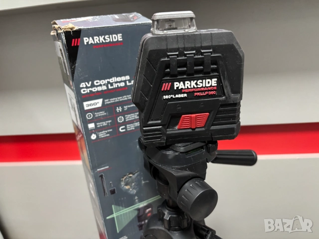 PARKSIDE PERFORMANCE Акумулаторен Лазерен Нивелир с кръстосани линии PKLLP 360 B3–зелен лазер 4V, снимка 10 - Други инструменти - 53295058