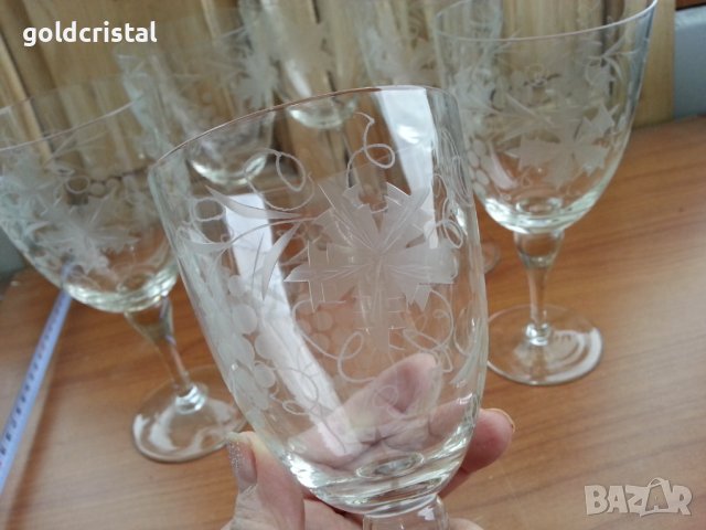 Ретро чаши за вино гравирани , снимка 4 - Антикварни и старинни предмети - 37348100