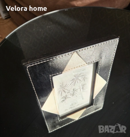 Кожена черно-бяла рамка за снимка, снимка 3 - Декорация за дома - 53398237