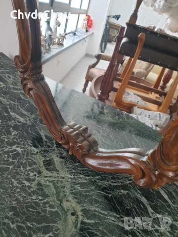 Барокова тоалетка/дървена конзолна масичка с огледало/маса-мрамор-дърворезба, снимка 15 - Антикварни и старинни предмети - 48984380