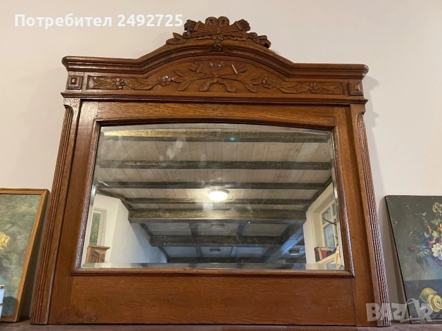 Контрбюфет дресоар Шкаф  и Огледало антикварно Дърворезба , снимка 6 - Шкафове - 33193860