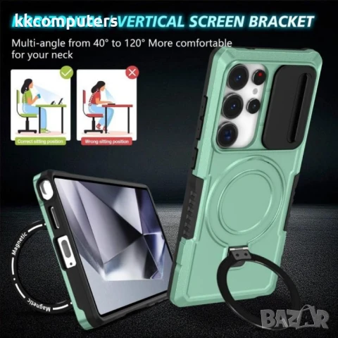 Samsung Galaxy S25 Ultra Удароустойчив Ring Holder MagSafe/ PC + TPU Калъф и Протектор, снимка 3 - Калъфи, кейсове - 51427157