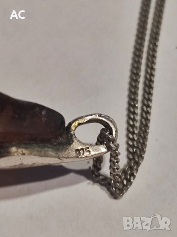 кехлибарена висулка със сребро, снимка 3 - Колиета, медальони, синджири - 43806944