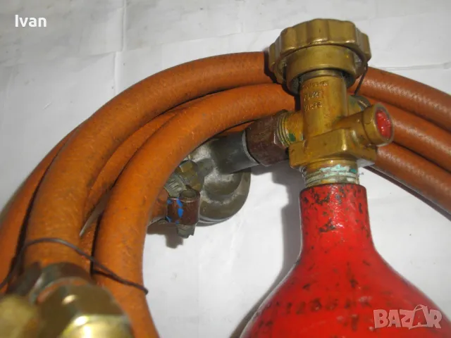 30см НЕМСКА ГАЗОВА ГОРЕЛКА С БУТИЛКА МАРКУЧ РЕДУЦИР ВЕНТИЛ ЗА ГАЗ ПРОПАН-БУТАН ПОЧТИ НОВА, снимка 18 - Други инструменти - 48112073