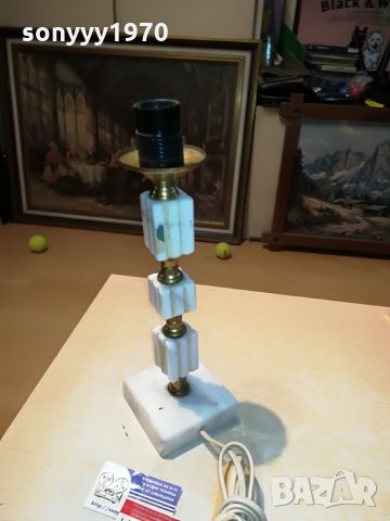 мараморна лампа-мед/месинг 40х11х11см 2206210822, снимка 2 - Антикварни и старинни предмети - 33294245