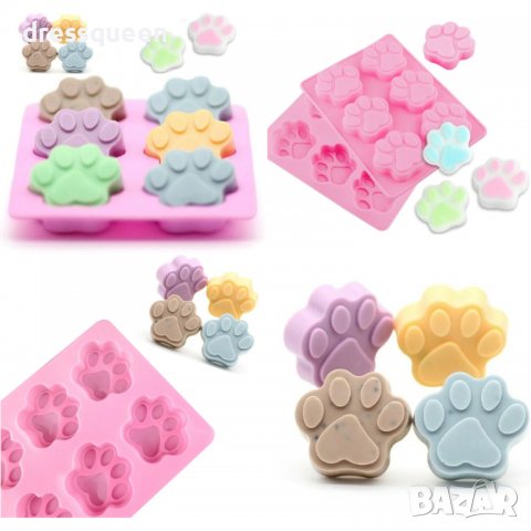 3782 Силиконов молд с 6 лапички-големи, снимка 8 - Форми - 38921980