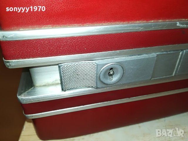 CAVALET-РЕТРО КУФАР ЧЕРВЕНА КОЖА И АЛУМИНИЙ M2205231113, снимка 6 - Антикварни и старинни предмети - 40784021