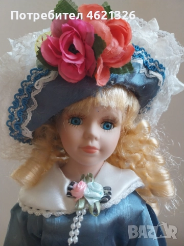 Винтидж немска порцеланова кукла в празнична рокля като ново, снимка 11 - Декорация за дома - 52155771