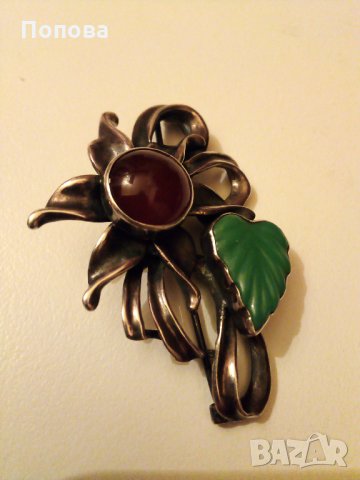 Уникат бижу сребърен медальон/брошка  с естествени камъни, снимка 2 - Колиета, медальони, синджири - 26569169