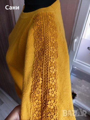 Жълт пуловен с дантела, снимка 6 - Блузи с дълъг ръкав и пуловери - 35530251