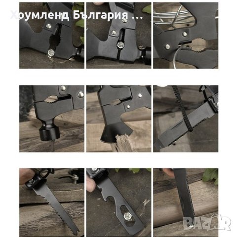 Джобен мултифункционален инструмент 17в1 с брадва и чукче, снимка 8 - Ножове - 43199658