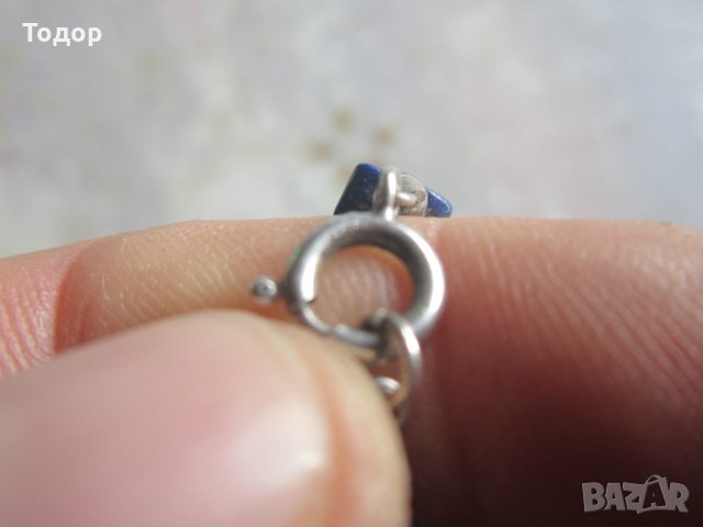 Сребърно колие гердан с естествен лазурит 925 , снимка 6 - Колиета, медальони, синджири - 35104184