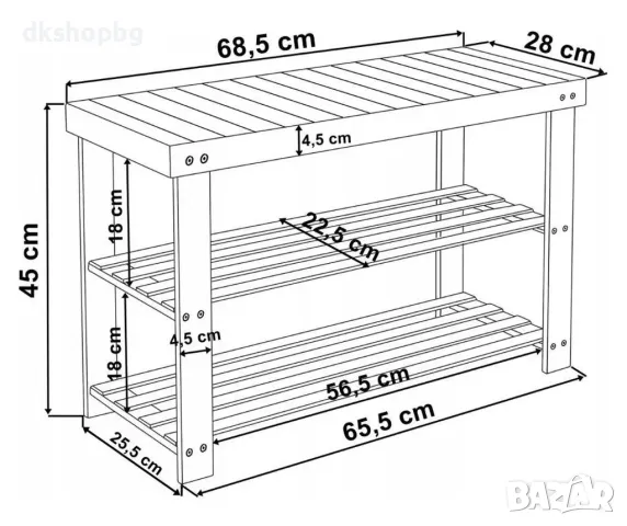 4410 Пейка с рафтове за обувки светло дърво Бамбукова, снимка 3 - Други стоки за дома - 48941559