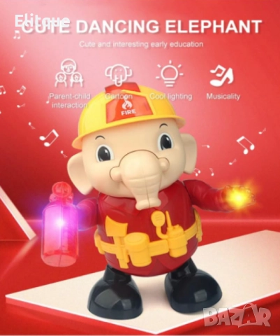 Музикален,сладък танцуващ  слон пожарникар, снимка 3 - Други - 52778129