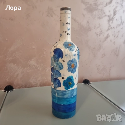 Ръчно рисувана бутилка с маслени бои