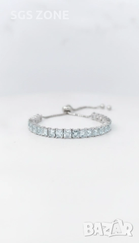 Сребърна гривна с естествен топаз, шлифован топаз, снимка 2 - Гривни - 52599859