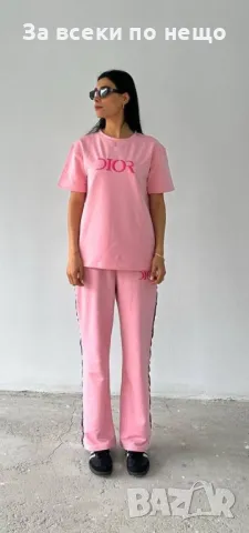 Dior Дамски Розов Спортен Комплект Тениска И Долнище👚🩳Дамски Спортен Екип Диор Код A539, снимка 3 - Спортни екипи - 50144667