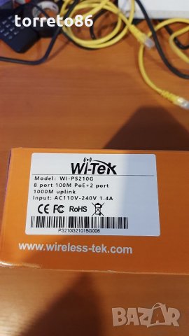 Продавам POE switch 10p Wi-Tek WI-PS210G: 10 портов суич , снимка 3 - Суичове - 33126808