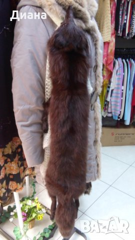 Кожена яка от кафява лисица, снимка 4 - Шалове - 39280116