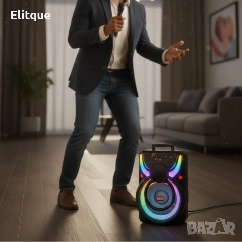 Преносима Bluetooth тонколона WSJAR E-8807 – Караоке, FM, LED ефекти, снимка 4 - Тонколони - 52749958