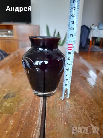 Стара стъклена ваза #14, снимка 2 - Вази - 48305405