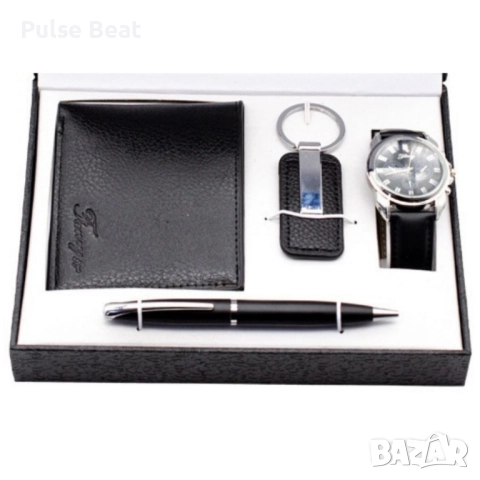 Елегантен мъжки комплект – Часовник, портфейл, химикал и ключодържател, снимка 3 - Подаръци за мъже - 52045188