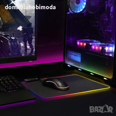 Подложка за мишка RGB LED, 7 цвята, 4 програми.35х255х0.3 cm, Кабел около175 см, снимка 1 - Клавиатури и мишки - 36558203
