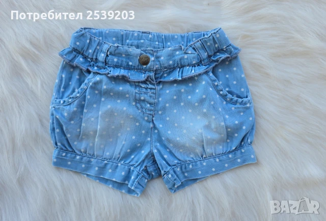 Детски къси дънки  9-12 месеца, снимка 3 - Панталони и долнища за бебе - 50959606