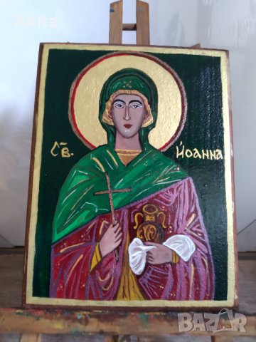 Икона на света Йоанна, снимка 2 - Икони - 40653816