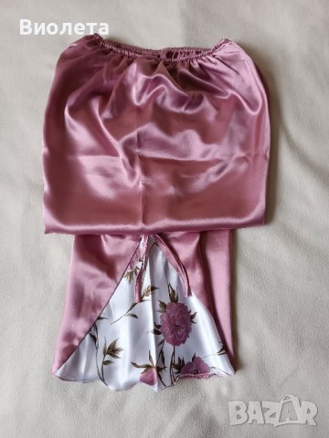 Сатенен комплект - пижама от три части , снимка 4 - Пижами - 43409236