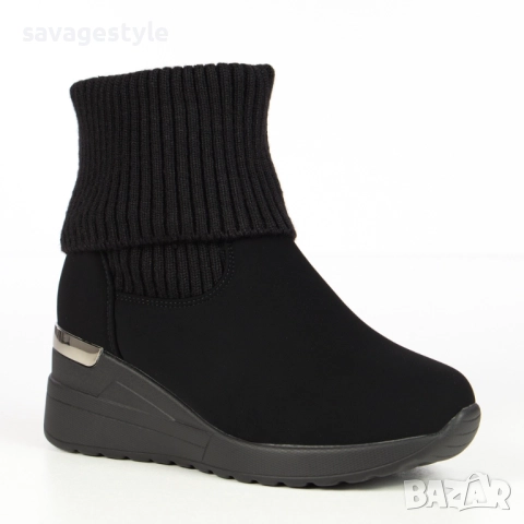 Страхотни зимни дамски боти в черно тип чорап , снимка 3 - Дамски боти - 52195571