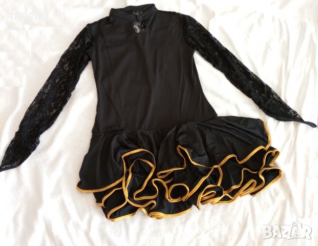 Черна рокля със златист кант за танци или повод, снимка 2 - Детски рокли и поли - 38349875