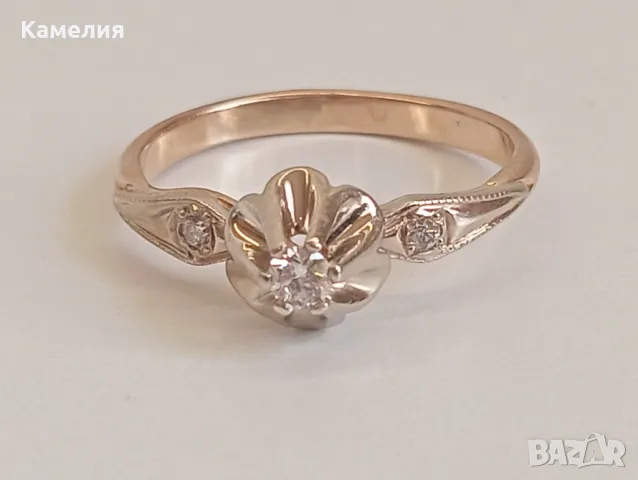 Златен пръстен , снимка 2 - Пръстени - 47834518