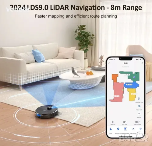 Lubluelu SL61 WIFI робот прахосмукачка и моп 4000Pa LiDAR Навигационно картографиране, снимка 3 - Прахосмукачки - 48359417