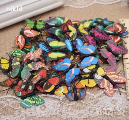 12 микс малки цветни едноцветни пеперуди pvc за украса декорация, снимка 4 - Други - 33551041