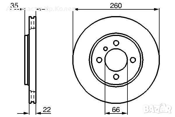 Диск спирачен преден дeсен/ляв за BMW 3 (E30), Z1 1.6-2.7 09.82-06.94г. № B2171V, снимка 3 - Части - 50561366