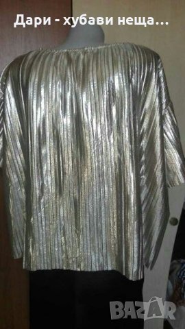 Златист официален топ/блуза с макси размер🌹🍀2XL,3XL🌹🍀арт.2010, снимка 3 - Корсети, бюстиета, топове - 33566649