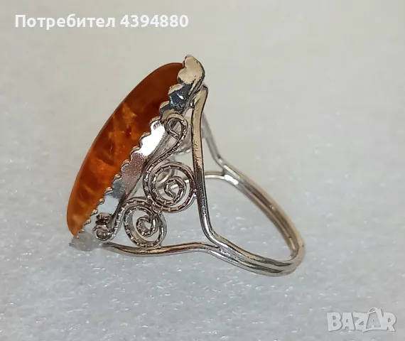 Пръстен с кехлибар , снимка 7 - Пръстени - 49423612