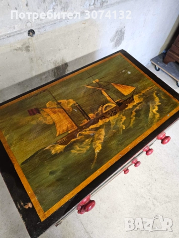 Уникален ръчно рисуван шкаф с морски мотиви, снимка 3 - Шкафове - 52147209