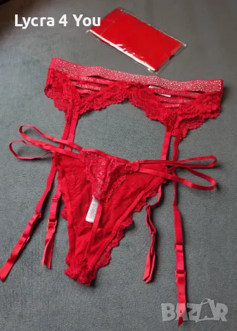 Censored M размер комплект в червено с чорапи, колан и прашка, снимка 2 - Бельо - 47740338