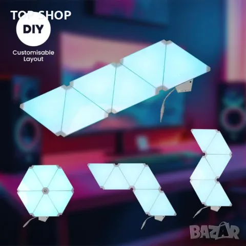 ValueLights Smart RGBIC триъглни панели, DIY LED светлини, 6 броя, снимка 4 - Лед осветление - 49488038