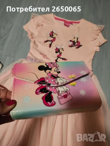 Детски комплект рокля Minnie Mouse 128см.с чанта и чорп./3 части!, снимка 3 - Детски комплекти - 48357076