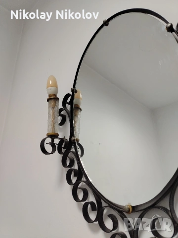 огледало от ковано желязо и аплици , снимка 2 - Огледала - 53331080