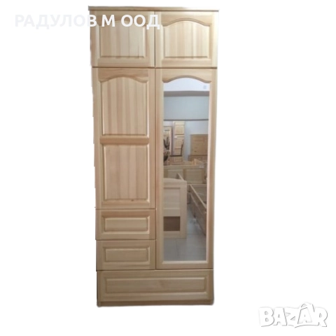 Гардероб двукрилен масив 90 см комбиниран с надстройка 90*220 см / 30357